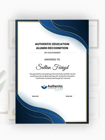 Authentic Education alumni certificate Authentic Education alumni certificate awarded to Sultan Fareed – certified NLP and personal development coach in Australia